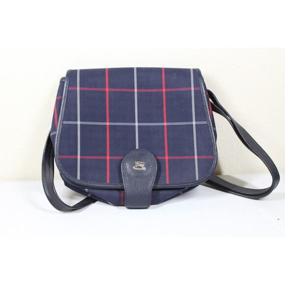Vintage Burberry’s Blue Nova Check Handbag Flap Purse - Picture 1 of 10